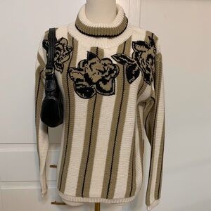 Vintage striped floral sweater